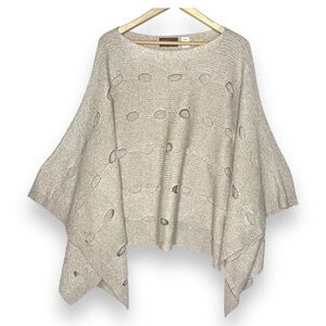 Kerisma Neutral Taupe Tan Open Knit Poncho Ruana One Size